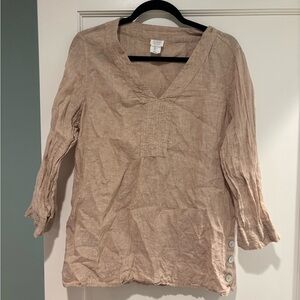 Elegant Beige V-Neck Blouse